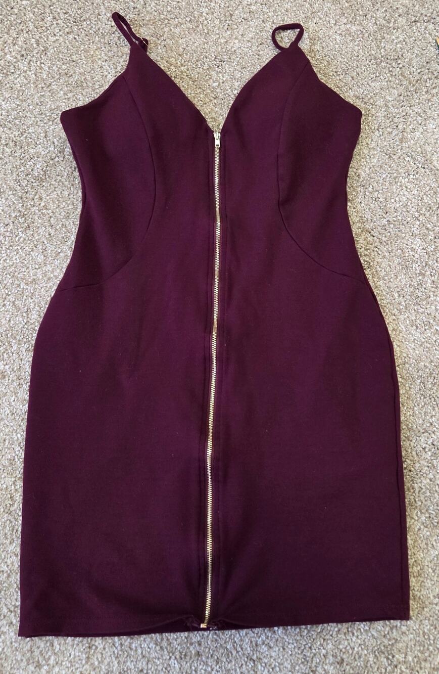 Haute Monde Sleeveless Zip Up Burgundy Dress Size Large